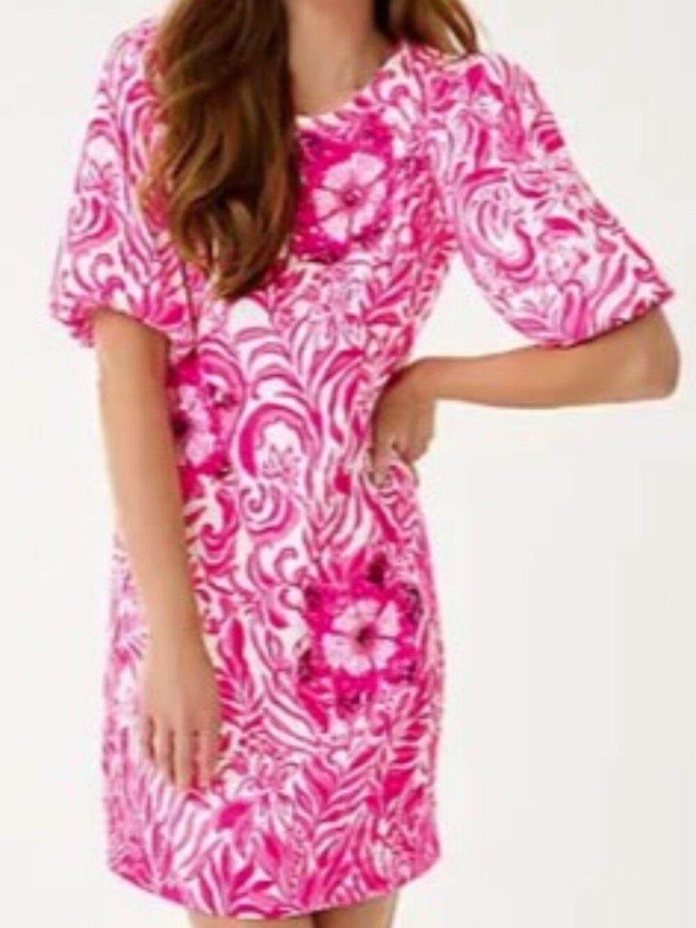 Lilly Pulitzer Size 4 Lorraine Beaded Stretch Dress Pink White NWT